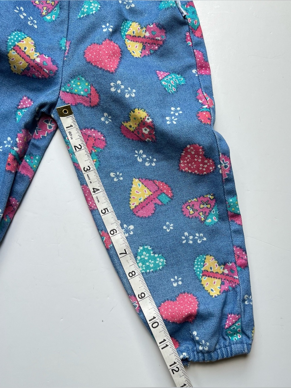 Vintage HEALTHTEX Patchwork Heart Jean Jogger Pants 3T - Picture 8 of 11